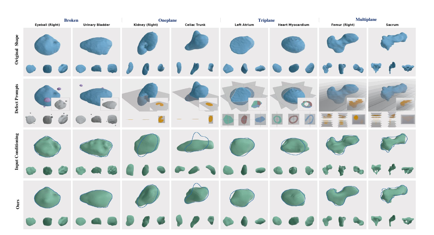 Shape completion under different visual prompts compared to input conditioning.